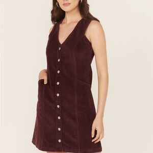 Levi’s Vianna Sleeveless Corduroy Button-Front Dress in Deep Burgundy